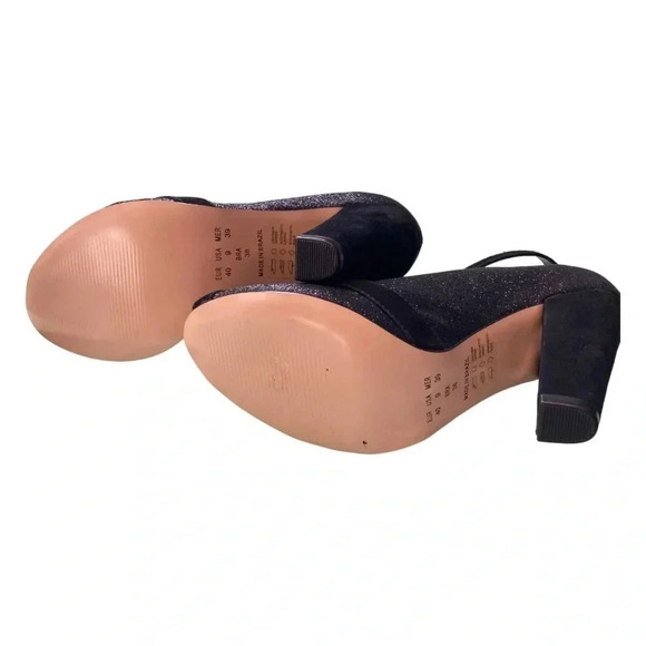 Bruno Menegatti Black Ankle Strap Open Toe Pump SZ 9 - Picture 7 of 8